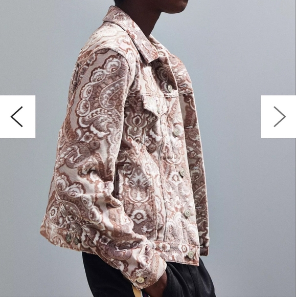 Urban Outfitters BDG Tapestry Trucker Jacket Button Front Brown Cream Size Small - Picture 4 of 15
